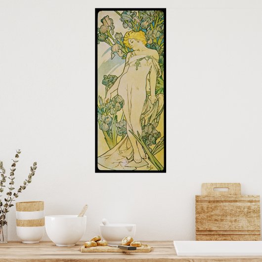 Alphonse Mucha Iris Poster (Keuken)