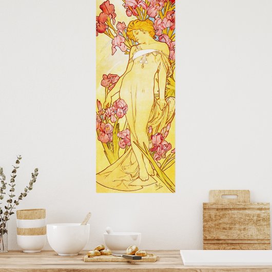 Alphonse Mucha Iris Poster (Keuken)
