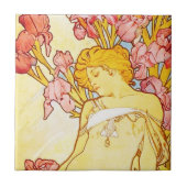 Alphonse Mucha Iris Tile Tegeltje (Voorkant)