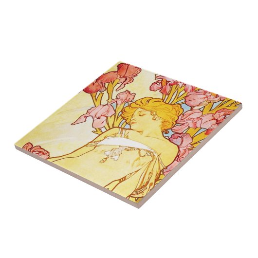 Alphonse Mucha Iris Tile Tegeltje (Zijkant)