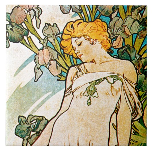 Alphonse Mucha - Iris WB Tegeltje (Voorkant)