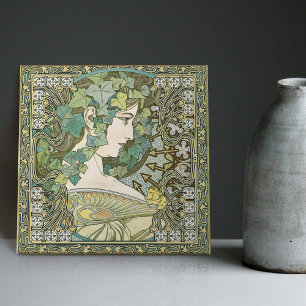 Alphonse Mucha IVY 1901 Art Nouveau Tegeltje