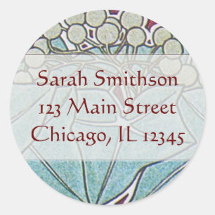 Alphonse Mucha Ivy Art Nouveau Adresetiketten Ronde Sticker