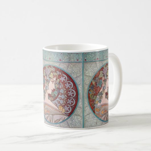 Alphonse Mucha Ivy Art Nouveau Coffee Mok (Voorkant rechts)