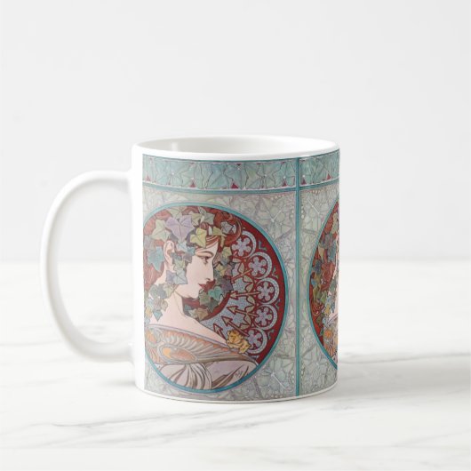 Alphonse Mucha Ivy Art Nouveau Coffee Mok (Links)