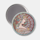 Alphonse Mucha Ivy Art Nouveau Koelkast Magneet (Voorkant / Achterkant)