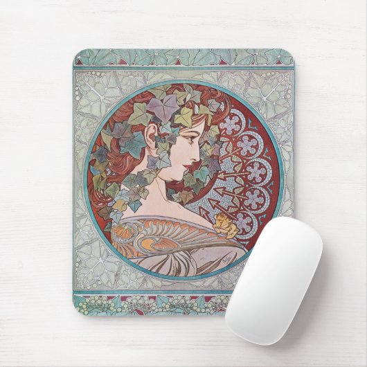 Alphonse Mucha Ivy Art Nouveau Mousepad Muismat (Met muis)