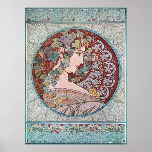 Alphonse Mucha Ivy Art Nouveau Poster Print (Voorkant)