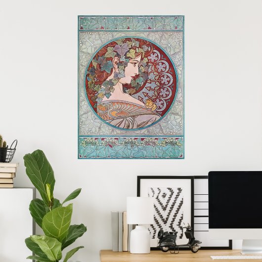 Alphonse Mucha Ivy Art Nouveau Poster Print (Thuiskantoor)