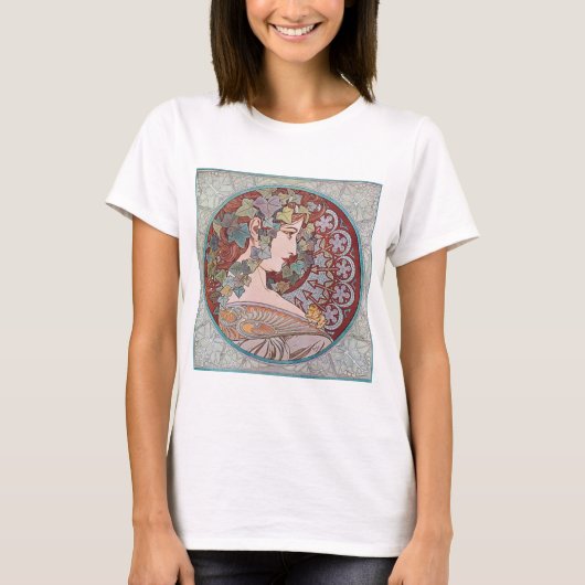 Alphonse Mucha Ivy Art Nouveau Shirt Top T-Shirt (Voorkant)
