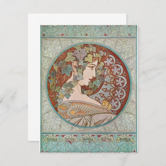Alphonse Mucha - Ivy Bedankkaart (Voorkant / Achterkant)