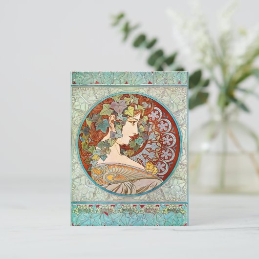 Alphonse Mucha Ivy Briefkaart (Staand voorkant)