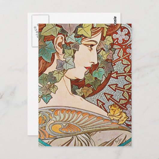 Alphonse Mucha - Ivy Briefkaart (Voorkant / Achterkant)