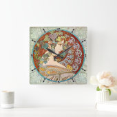 Alphonse Mucha Ivy Vierkante Klok (Huis)