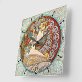 Alphonse Mucha Ivy Vierkante Klok (Hoek)