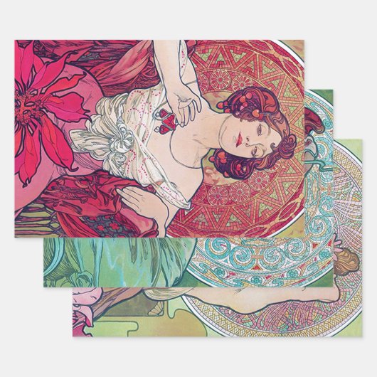 Alphonse Mucha, juwelen Inpakpapier Vel (Set)