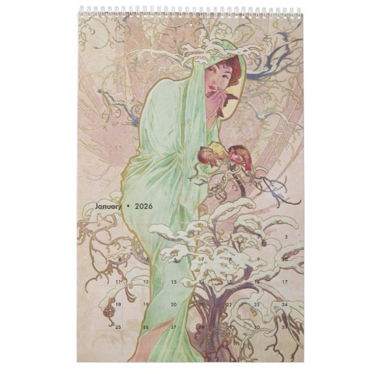 Alphonse Mucha Kalender 2025 (Jan 2026)
