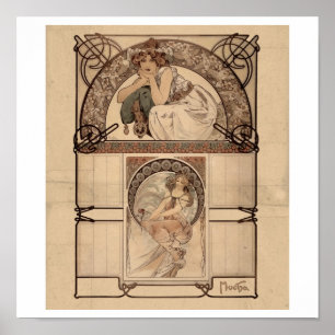 Alphonse Mucha - Kalender van kersbloesem Poster