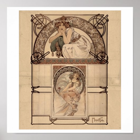Alphonse Mucha - Kalender van kersbloesem Poster (Voorkant)