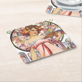 Alphonse Mucha Kartonnen Onderzetters (Schuin)