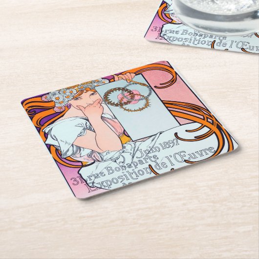 Alphonse Mucha Kartonnen Onderzetters (Schuin)