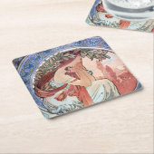 Alphonse Mucha Kartonnen Onderzetters (Schuin)