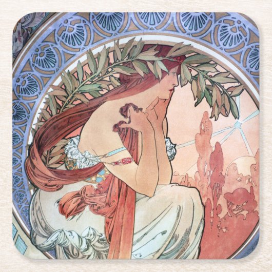 Alphonse Mucha Kartonnen Onderzetters (Voorkant)