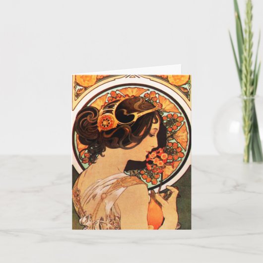 Alphonse Mucha Koe Slip Note Card Kaart (Voorkant)
