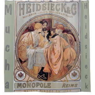 Alphonse Mucha, kunst, nouveau, vintage, Douchegordijn