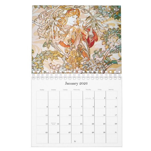 Alphonse Mucha kunstwerkkalender Kalender (Jan 2026)