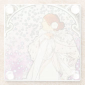 Alphonse Mucha La Dame 1896 Art  Glazen Onderzetter (Achterkant)