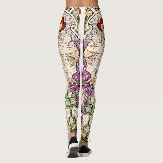 Alphonse Mucha La Dame 1896 Art  Leggings (Achterkant)