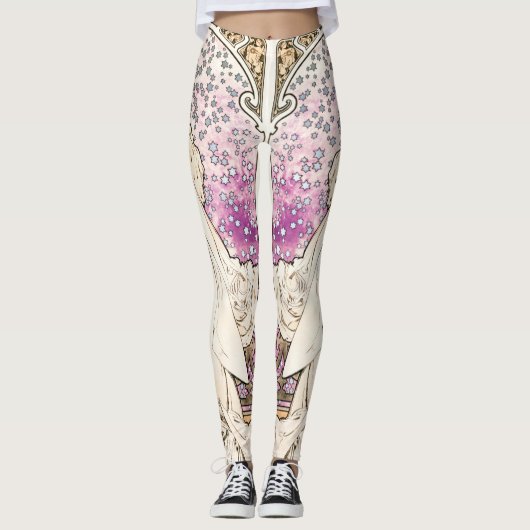 Alphonse Mucha La Dame 1896 Art  Leggings (Voorkant)