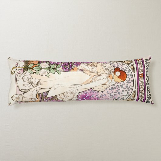 Alphonse Mucha La Dame 1896 Art  Lichaamskussen (Achterkant)