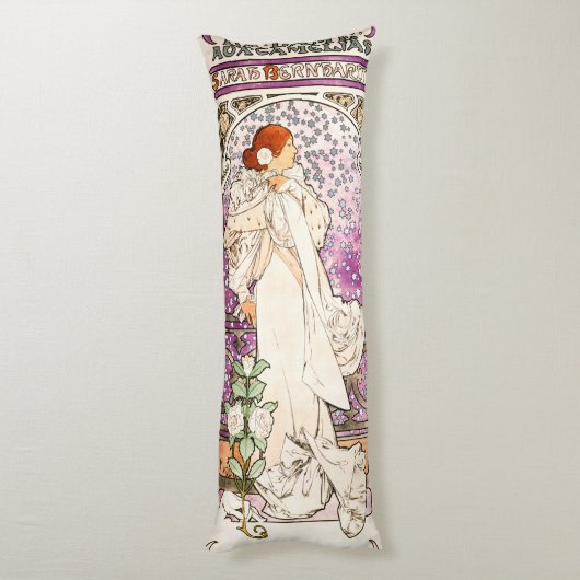 Alphonse Mucha La Dame 1896 Art  Lichaamskussen (Achterkant (Verticaal))