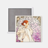 Alphonse Mucha La Dame 1896 Art  Magneet (Voorkant / Achterkant)