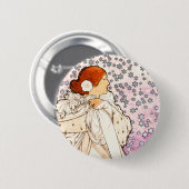 Alphonse Mucha La Dame 1896 Art  Ronde Button 5,7 Cm (Voorkant /achterkant)