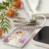 Alphonse Mucha La Dame 1896 Art Sleutelhanger (Voorkant Rechts)