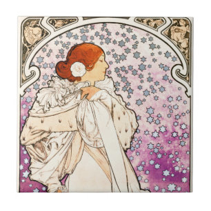 Alphonse Mucha La Dame 1896 Art  Tegeltje