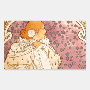 Alphonse Mucha La Dame Aux Camelias: Art Nouveau Rechthoekige Sticker