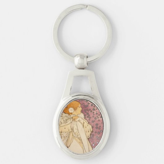 Alphonse Mucha La Dame Aux Camelias: Art Nouveau  Sleutelhanger (Voorkant)