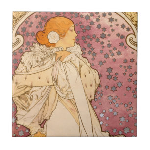 Alphonse Mucha La Dame Aux Camelias: Art Nouveau Tegeltje