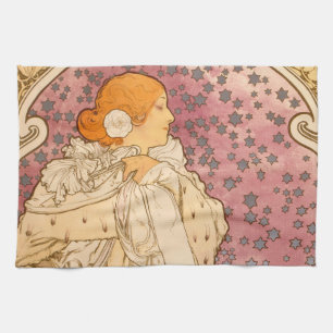 Alphonse Mucha La Dame Aux Camelias: Art Nouveau Theedoek