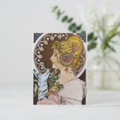 Alphonse Mucha. La Plume/The Pen, 1899 Briefkaart (Staand voorkant)