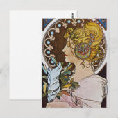 Alphonse Mucha. La Plume/The Pen, 1899 Briefkaart (Voorkant / Achterkant)
