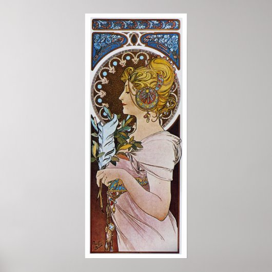 Alphonse Mucha. La Plume/The Pen, 1899 Poster (Voorkant)