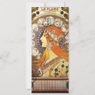 Alphonse Mucha La Plume Zodiac Art 