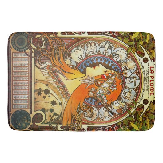 Alphonse Mucha La Plume Zodiac Art  Badmat (Voorkant)