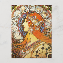 Alphonse Mucha La Plume Zodiac Art  Briefkaart