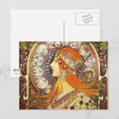 Alphonse Mucha La Plume Zodiac Art  Briefkaart (Voorkant / Achterkant)